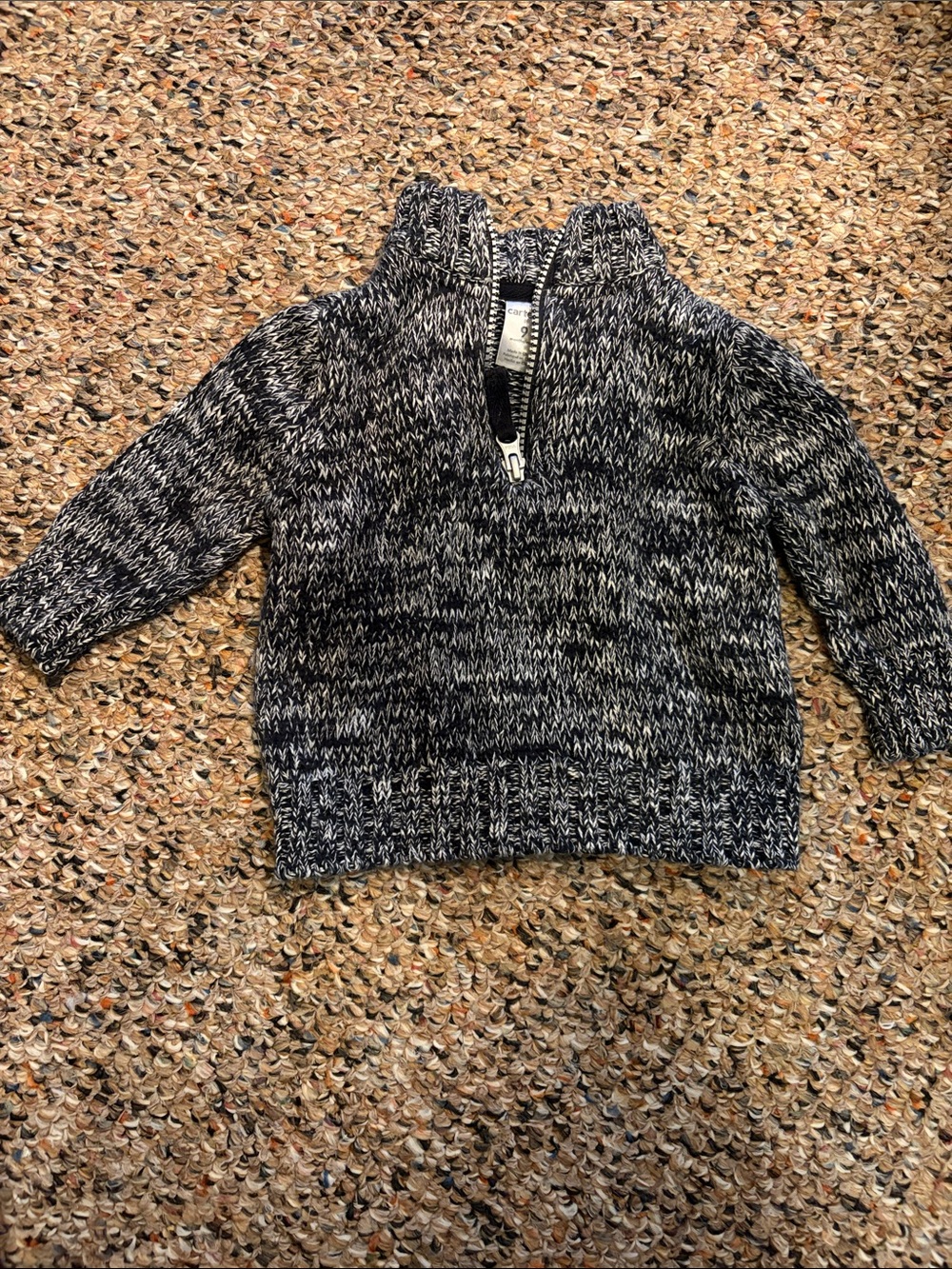 Carter's Black & White Marled Half-Zip Sweater